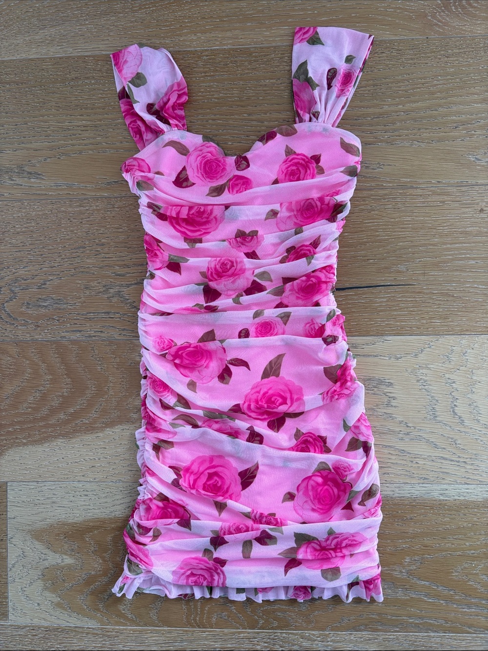 Katie J NYC Size Medium Rose Ruched Mini Dress